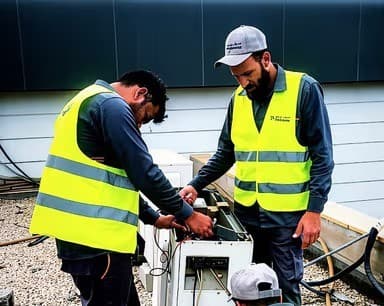 Mukamel technicians performing HVAC and MEP maintenance on site